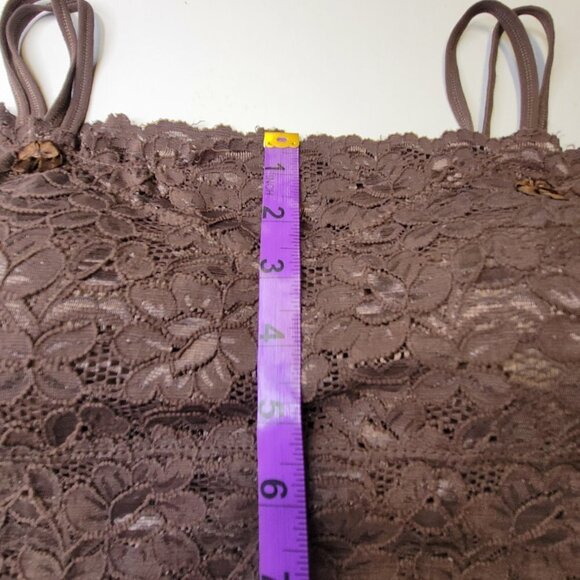 Dark Brown Lace Long Camisole Lace Tank Top Stretchy Long Camisole - Size L- NEW - Picture 12 of 14